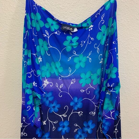 Sarong Cover Up Swimware Women’s Medium Longline Tie Ombré Floral Blue Aqua. - Picture 4 of 10